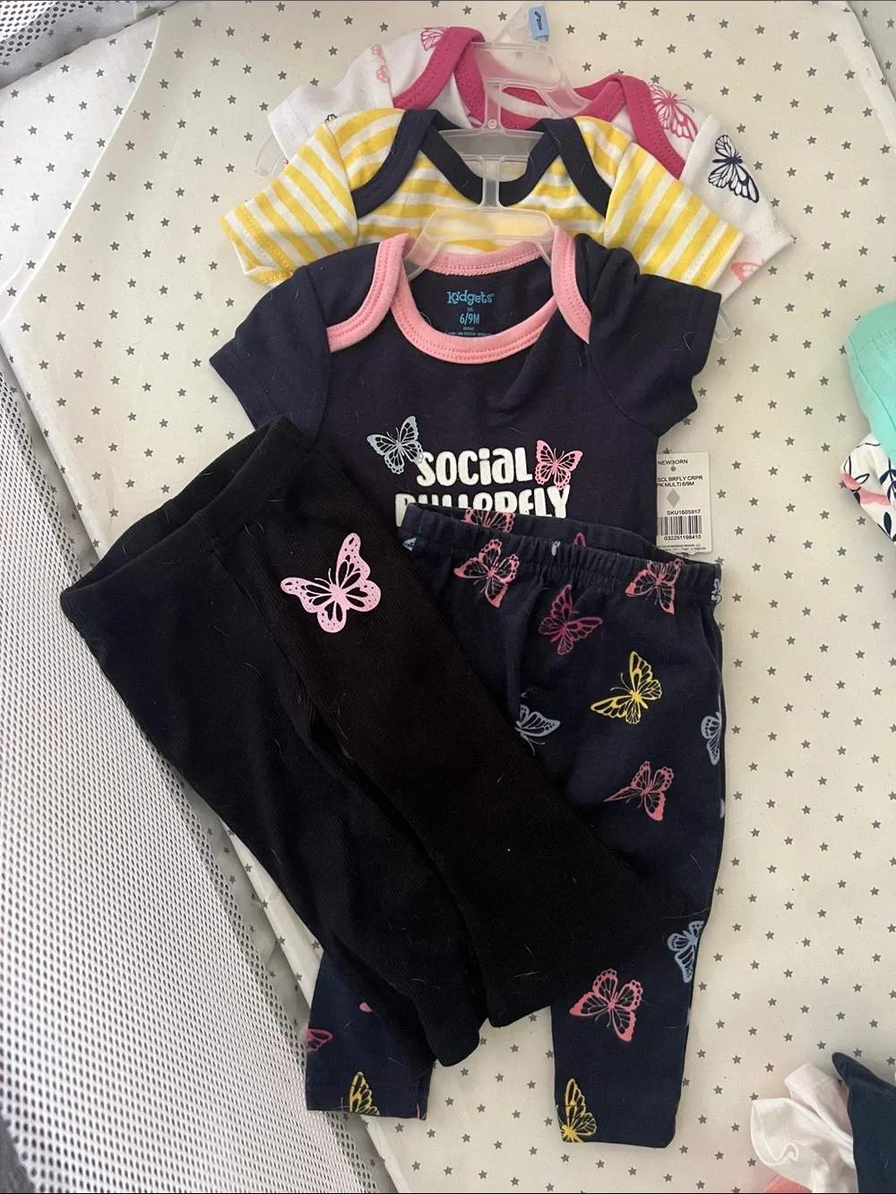 Carter's etc Pink Floral Hoodie, 3-6 and 6-9. Butterflies butterfly, mint navy